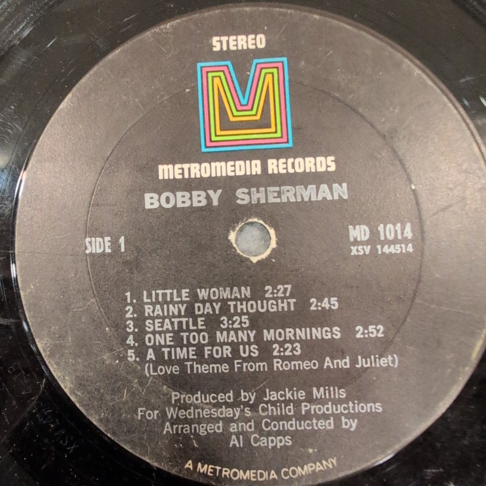 Bobby Sherman Self Titled Vinyl LP Metromedia MD‎ 1014 Little Woman 1969 Stereo
